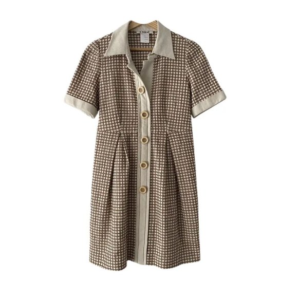 Chloe Dresses & Skirts - Chloé Silk Mini Dress Babydoll High waist cut w collar buttons